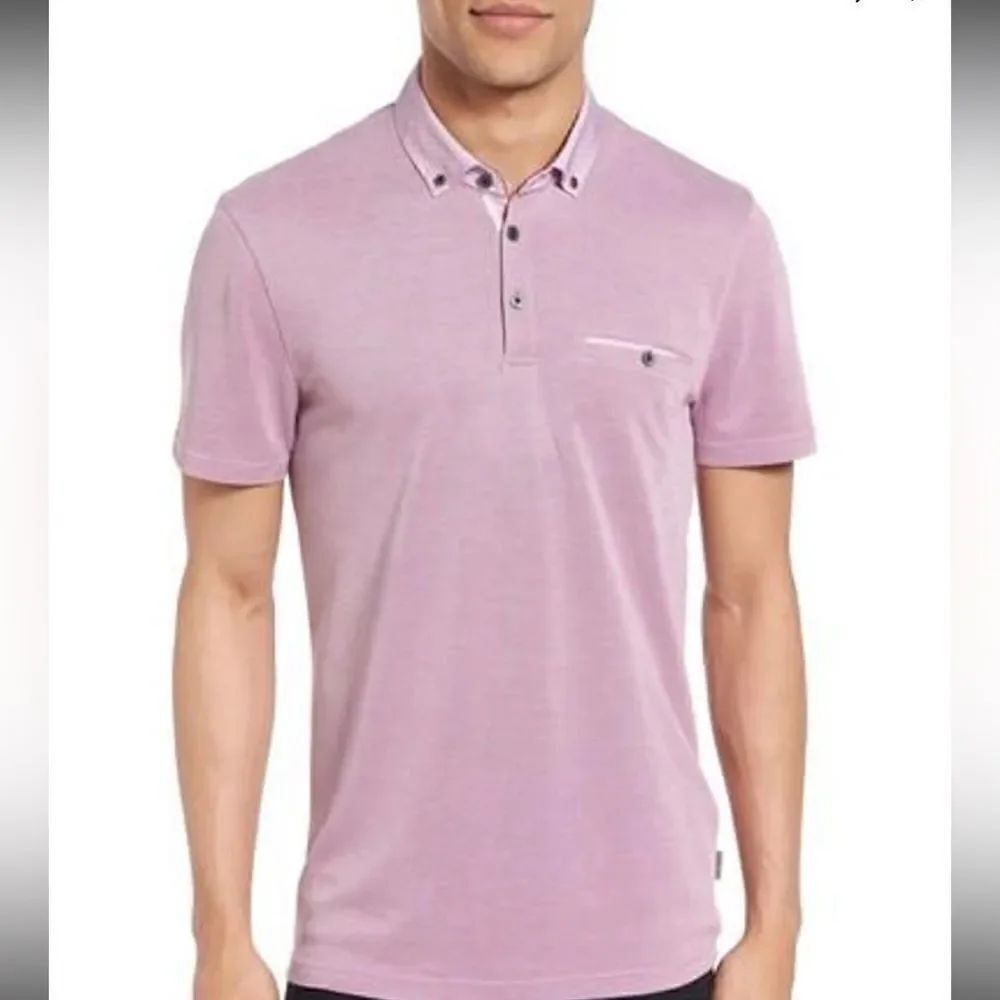 Ted Baker Men’s London Woven Collar Purple Polo Size 5